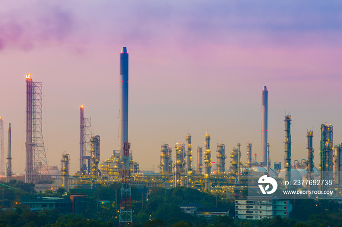 Oil refinery industrial plant with sky