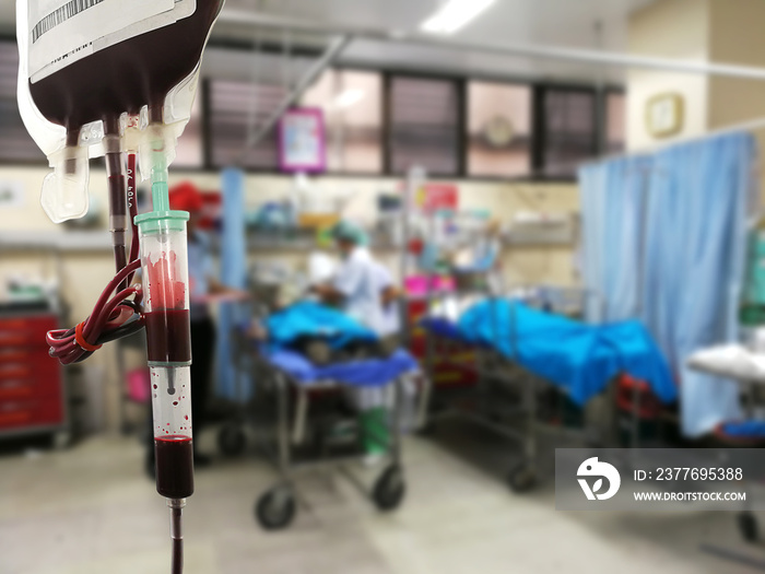 Blood supply, blood bags, treatment for patients accident and emergency operating room or patients , blur