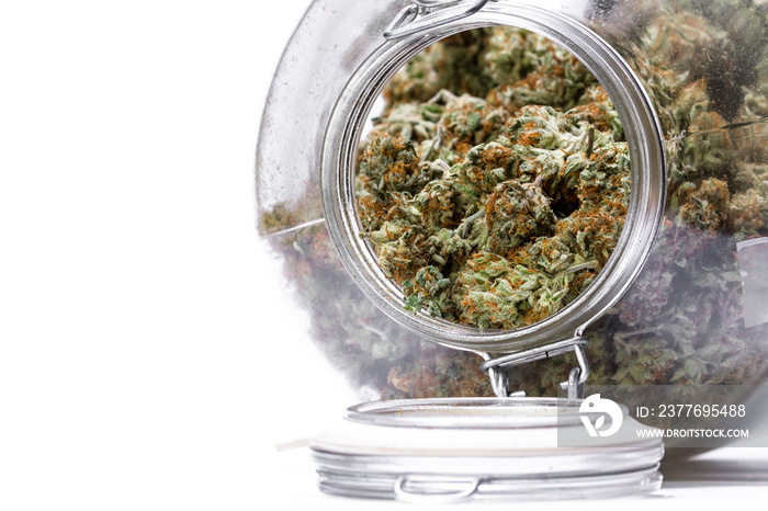 glass jar full of cannabis