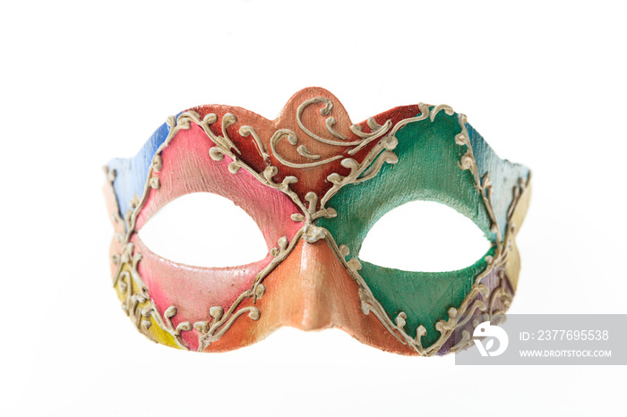 Colorful Venetian carnival mask isolated on white background