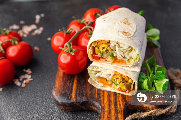 kebab wrap vegetarian vegetable fresh meal food snack on the table copy space food background rustic top view veggie vegan  food no meat