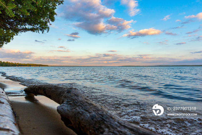 Beautiful lakeshore of Higgins Lake State Park in northern Michigan.