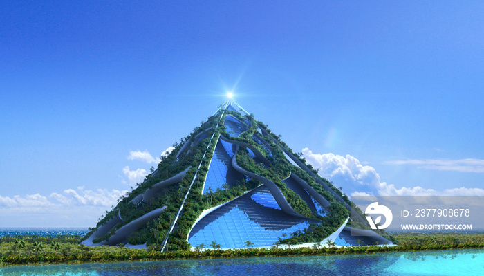 3D未来主义绿色建筑