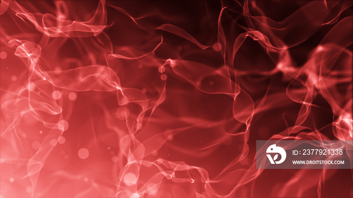 Digital red smoke wave with bokeh smooth flowing abstract background. 3d rendering