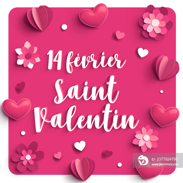 14 février saint valentin coeurs roses