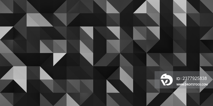 Abstract geometric pattern background with large size triangles in black color. Low poly random tile