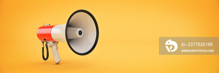 megaphone isolated, attention concept announcement. 3d rendering