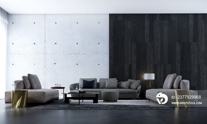 The modern living room and concrete wall texture background