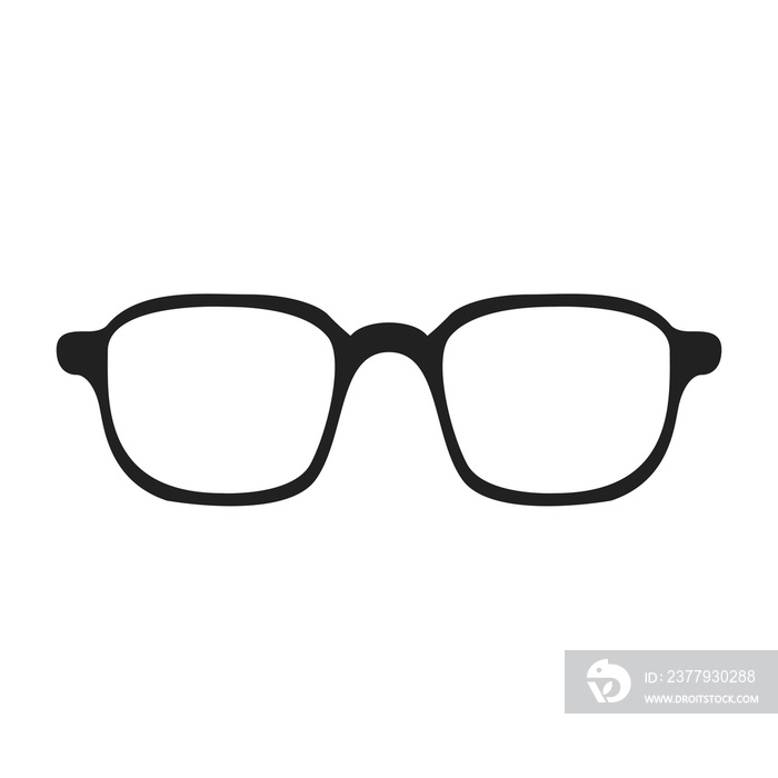 Eye glasses icon. Illustration flat style, silhouette isolated on white background.