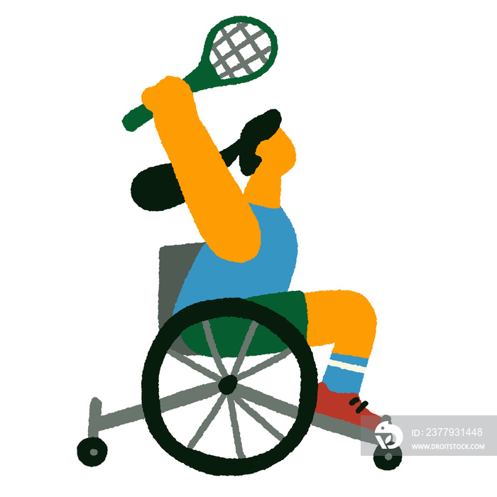 Colorful disabled wheelchair user