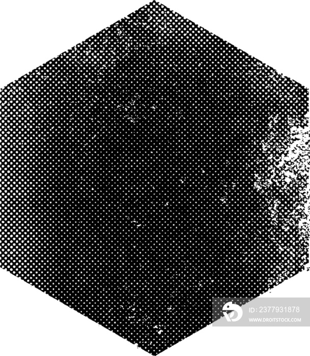 halftone hexagon element with a transparent background