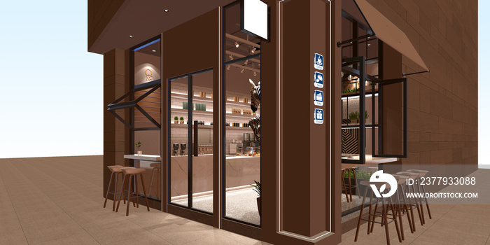3d render of cafe restaurant