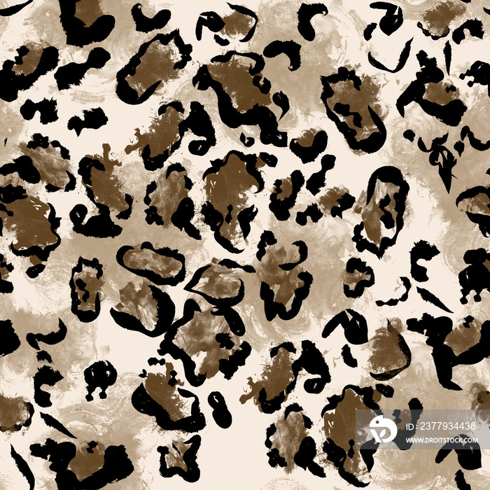 Wildcatfur seamless pattern. Watercolor background. Hand painted illustration