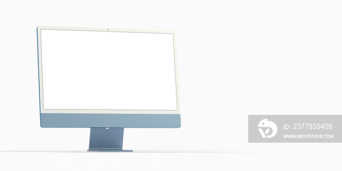 Realistic 3D Computer, with a white screen, isolated on a white background