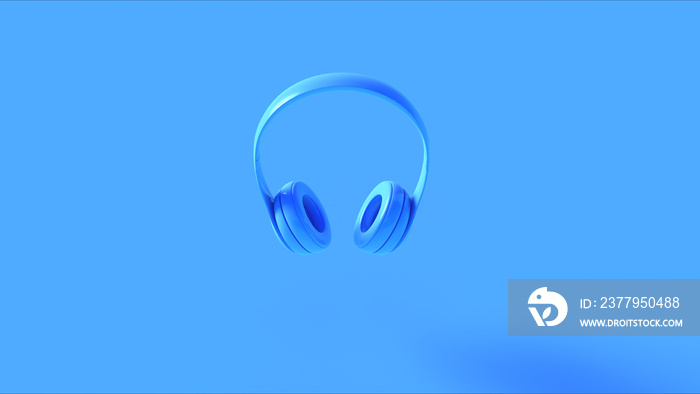 Blue Simple Luxury Headphones Earphones 3d illustration 3d render