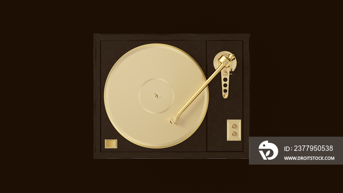 Gold Vintage Turntable Record Player 3d illustration 3d render