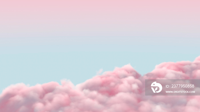 粉色云朵配蓝天舞台柔软蓬松的棉花糖背景