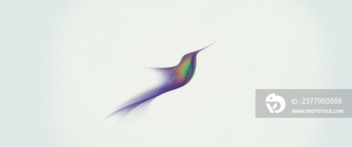 抽象飞行蜂鸟被隔离在白色背景插图上。鲁弗斯蜂鸟