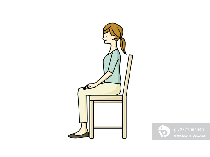 正しい姿勢で椅子に座っている女性