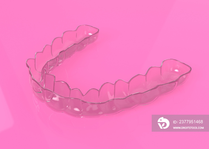 隐形正畸，invisalign，粉红色背景，3d渲染