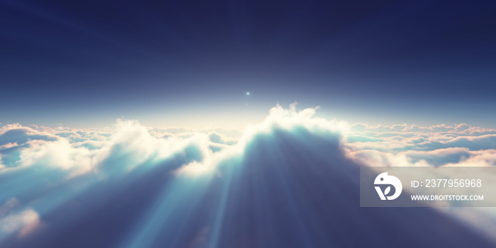 above clouds sunrise sun ray illustration