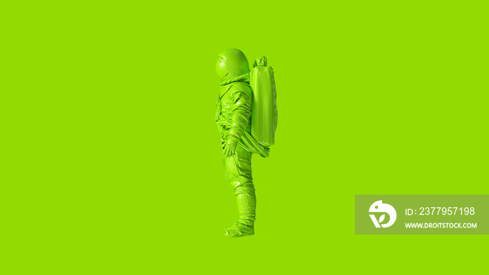 石灰绿太空人宇航员三维插图三维渲染图