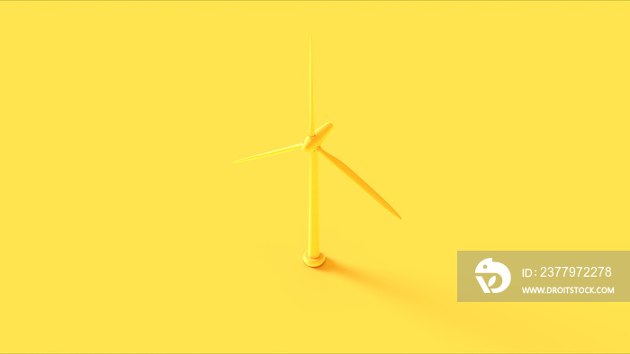黄色风力涡轮机三维插图