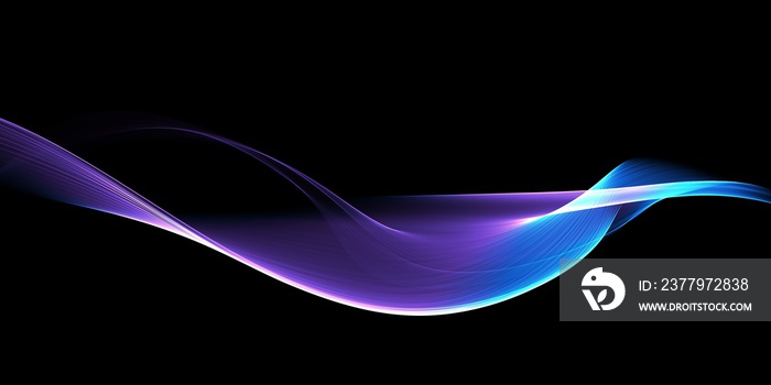 Abstract wave lines pattern dynamic colorful light flowing isolated on black background