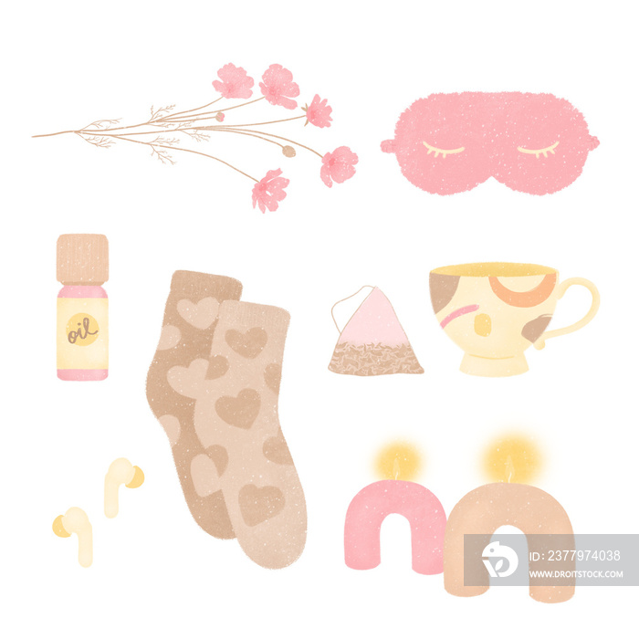 self care kit a mix of self care icons on transparent background