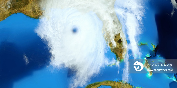 飓风的极其详细和逼真的高分辨率3D插图。太空拍摄。El