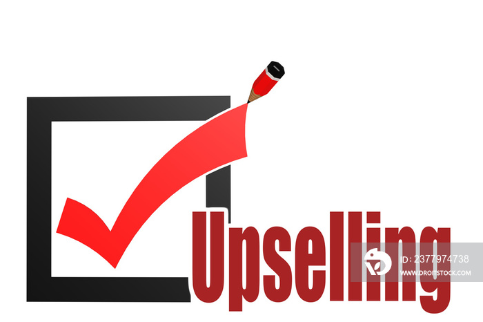 UPSELLING UPSELLING单词with check mark and pencil