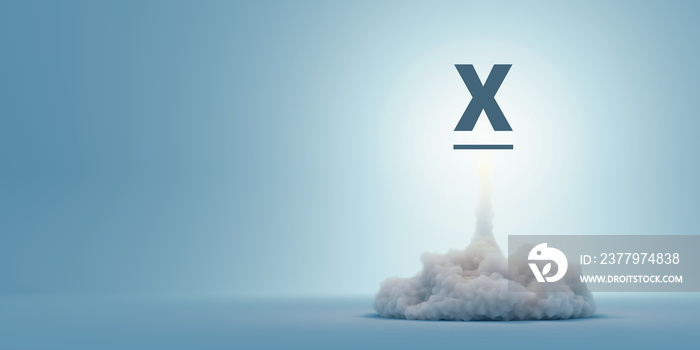 Cross X letter being launched, 3d rendering