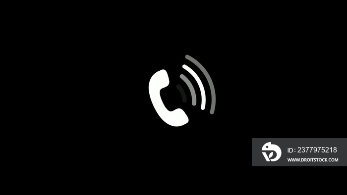 White color phone calling icon on black background, Phone call