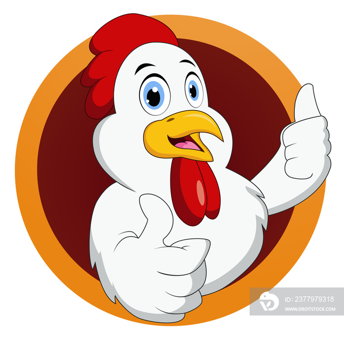 Chicken mascot with thumb up