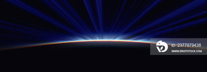 sunrise from space aurora, 3d rendering