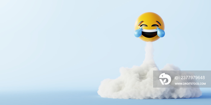 Happy and laughing emoticons 3d rendering background, social media and communications concept