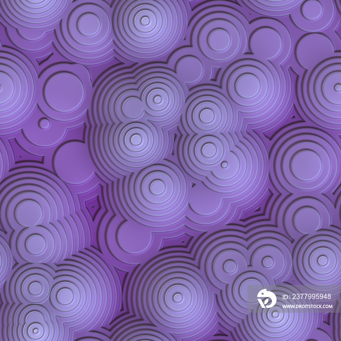 Abstract lavender lilac circles optical Illusion teaser wallpaper, 3D purple illustration seamless p