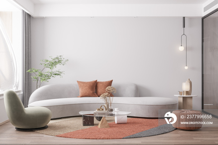 Interior Living Room Wall Mockup - 3d Rendering, 3d Illustration