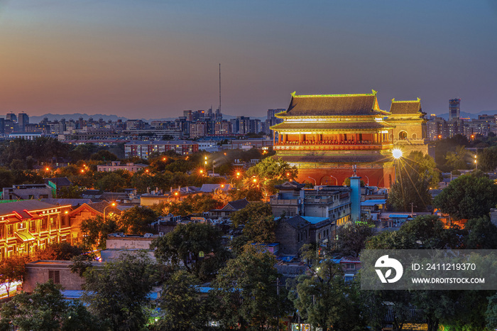 北京鼓楼大街夜景风光