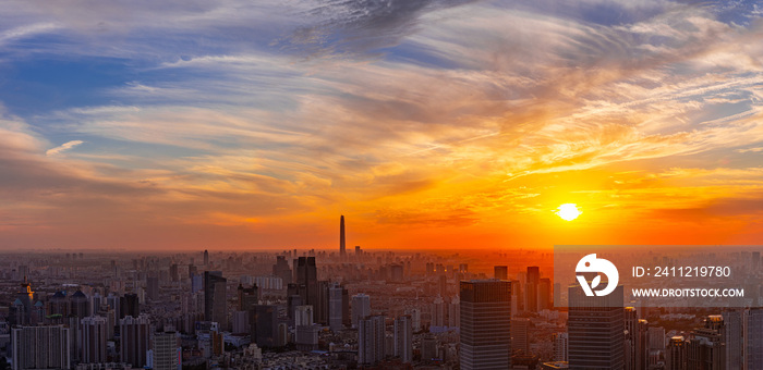 天津城市夕阳风光