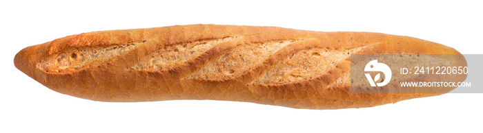 Freshly baked baguette or multigrain loaf bread on brown white PNG File.