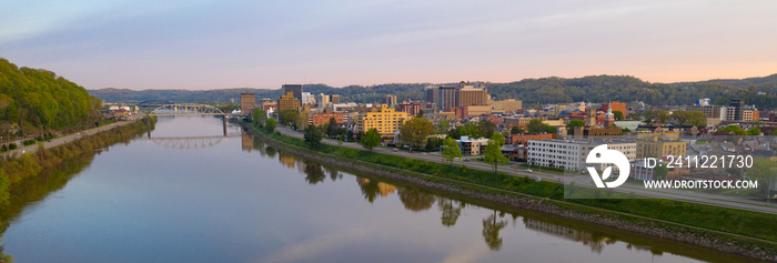 Long Panoramic View Charleston West Virginia Capitol City