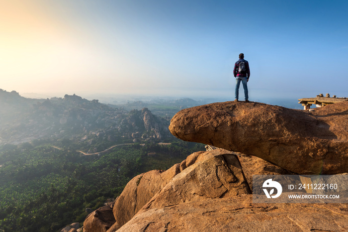 View of Matanga Hill during the sunrise, Unesco World Heritage town in Hampi, Karnataka, India