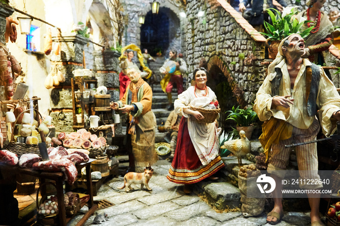 Presepe artistico scena di vita quotidiana