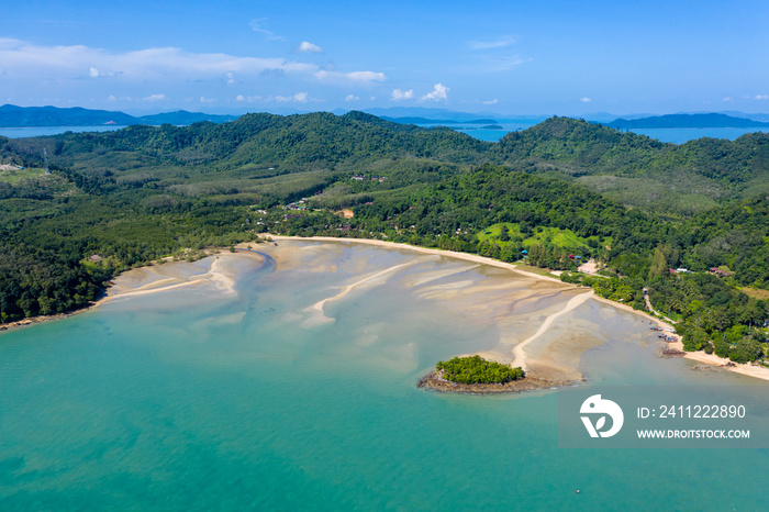 Aerial view of the beautiful, relaxing tropical island of Koh Yao Noi in Thailand