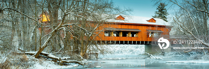 King’s Mill Covered Bridge in Marion , Ohio in winter