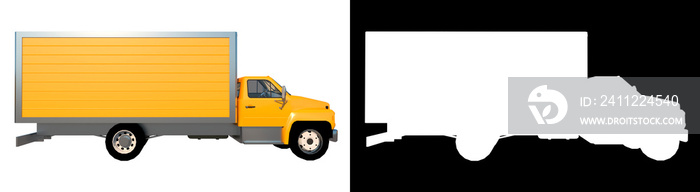 Cargo Van Truck 1- Lateral view white background alpha png 3D Rendering Ilustracion 3D