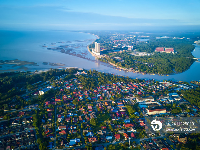 Aerial view of beautiful small city located at Kuantan