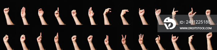 International sign language alphabet with subtitles