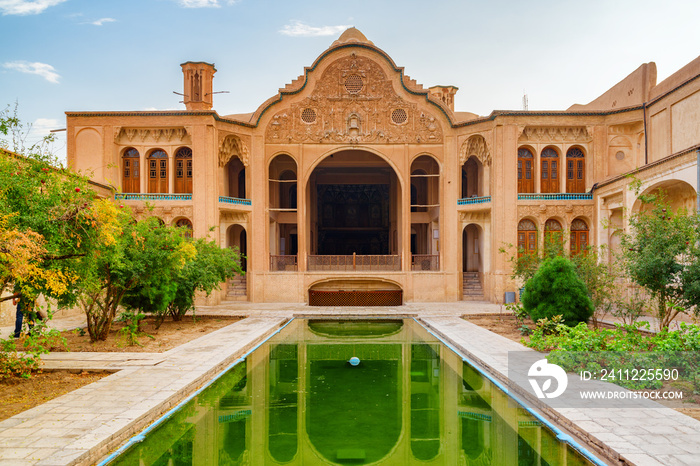 Gorgeous view of traditional Iranian courtyard, Kashan